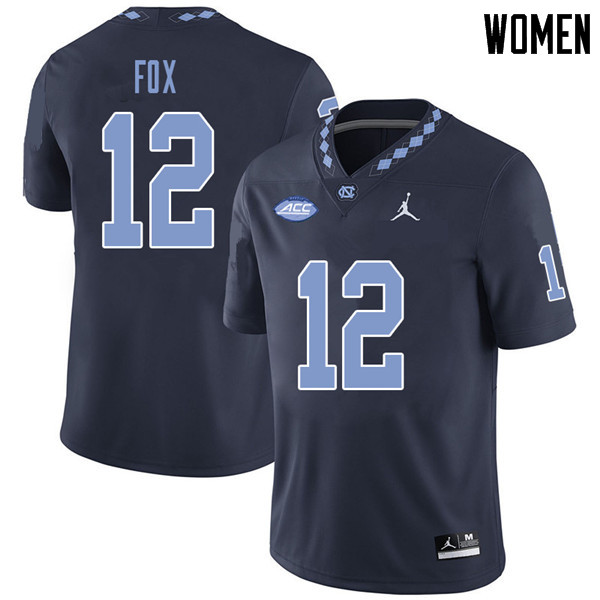 Jordan Brand Women #12 Tomon Fox North Carolina Tar Heels College Football Jerseys Sale-Navy